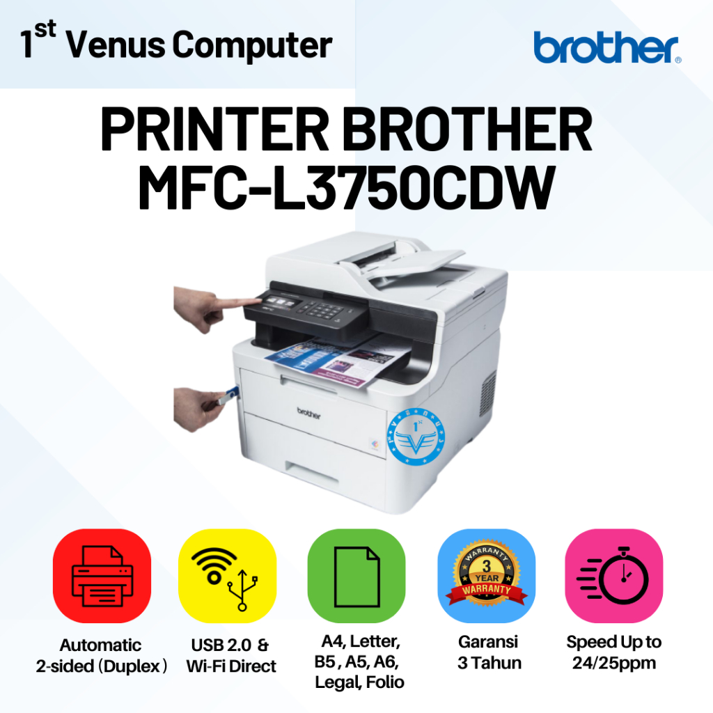Jual Printer Brother MFC-L3750CDW Laser Color AIO Duplex Wifi