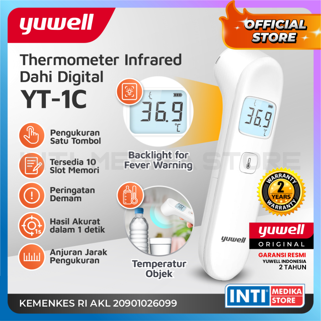 Jual YUWELL Infrared Thermometer YT 1C Termometer Non Kontak Thermo