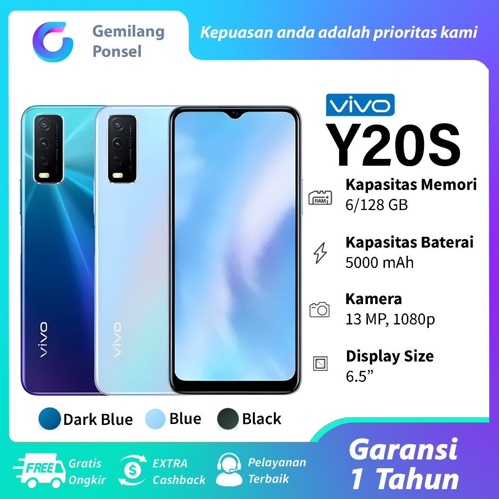 Jual Vivo Y20s Ram 6 128 Gb Garansi 1 Tahun Shopee Indonesia