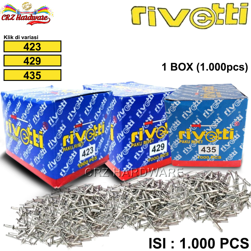 Jual Paku Rivet 1 Box isi 1000 Pcs Paku Ripet Paku Keling Blind Rivet 3 ...