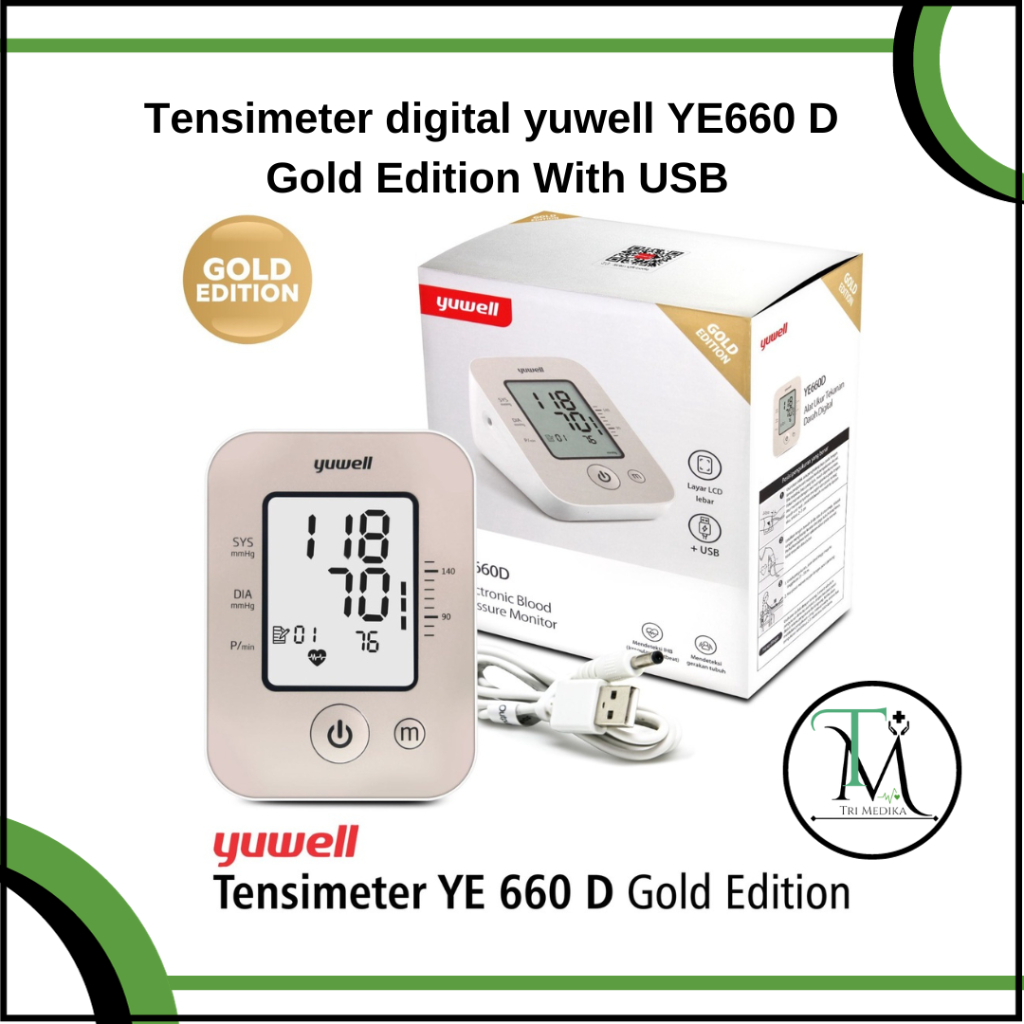 Jual Tensimeter Digital Yuwell 660 D Gold Edition With USB | Shopee ...