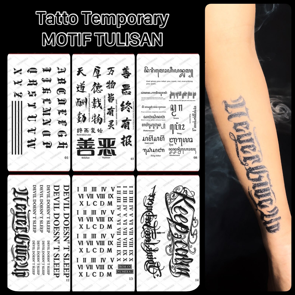 Jual TWania - Tato temporer variasi seri Huruf Tulisan - Tato semi ...