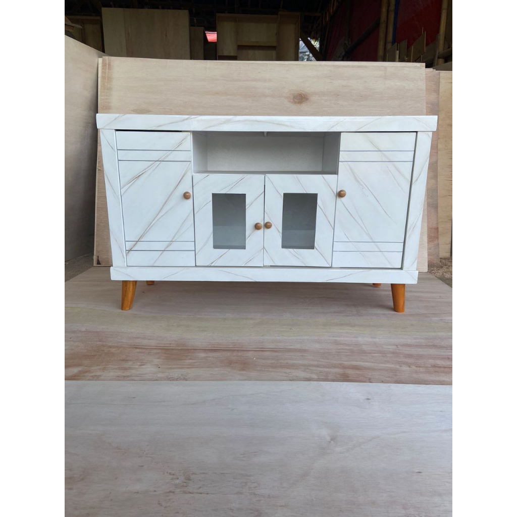 Jual Rak TV Minimalis 120 Duco Kayu Pintu Engsel | Shopee Indonesia