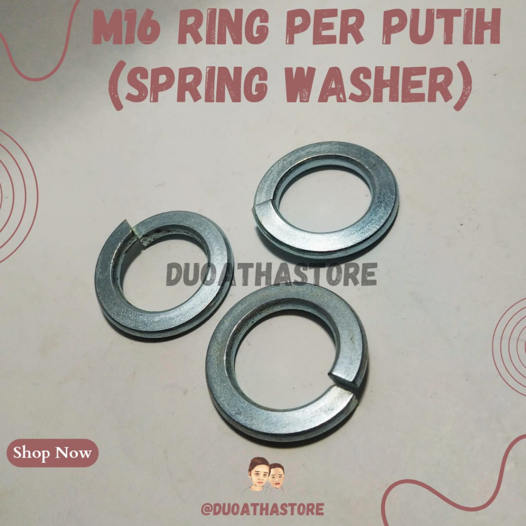 Jual M16 RING PER BESI PUTIH 16mm SPRING WASHER GALVANIS | Shopee Indonesia