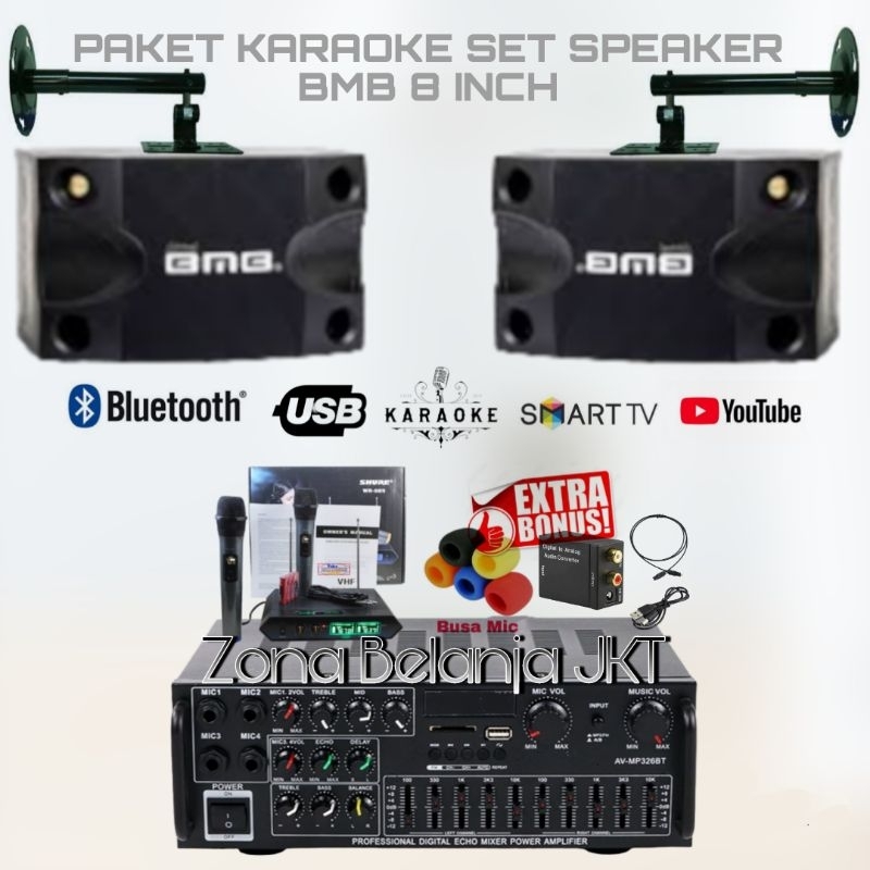 Jual PAKET SOUND SYSTEM KARAOKE HEMAT RUMAHAN SPEAKER BMB 8 INCH