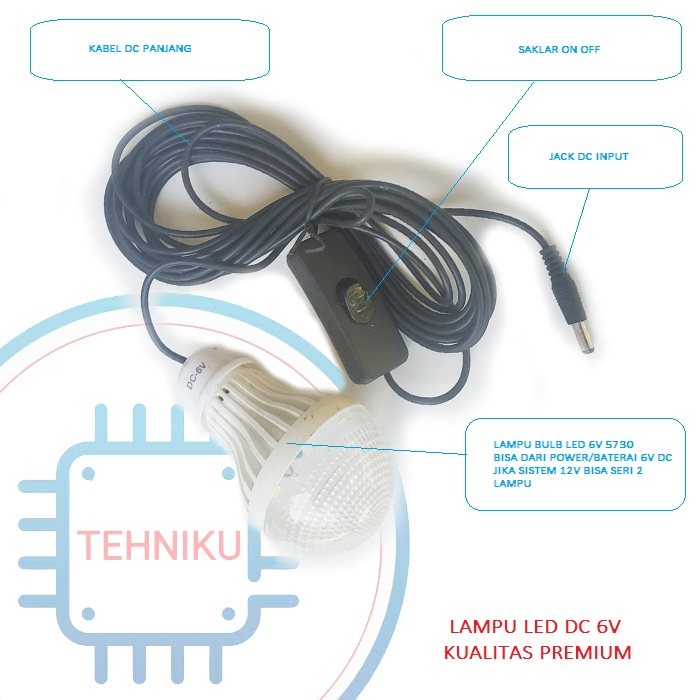Jual LAMPU KABEL DC 6V LAMPU AKI LAMPU PANEL SURYA LAMPU EMERGENCY ...