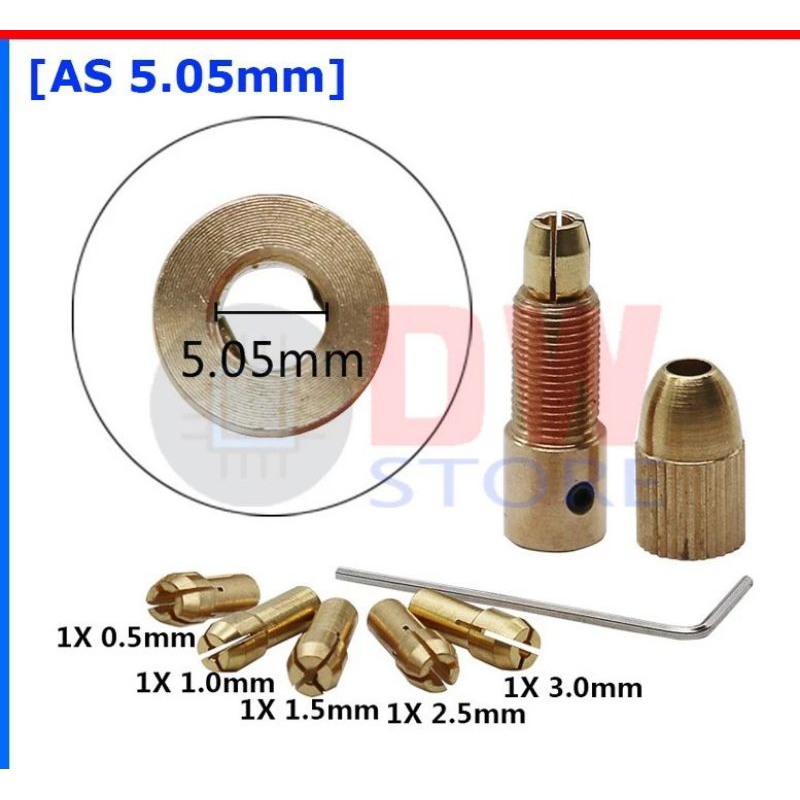 Jual Mini drill chuck set kepala bor mini collet 5 dinamo motor dc