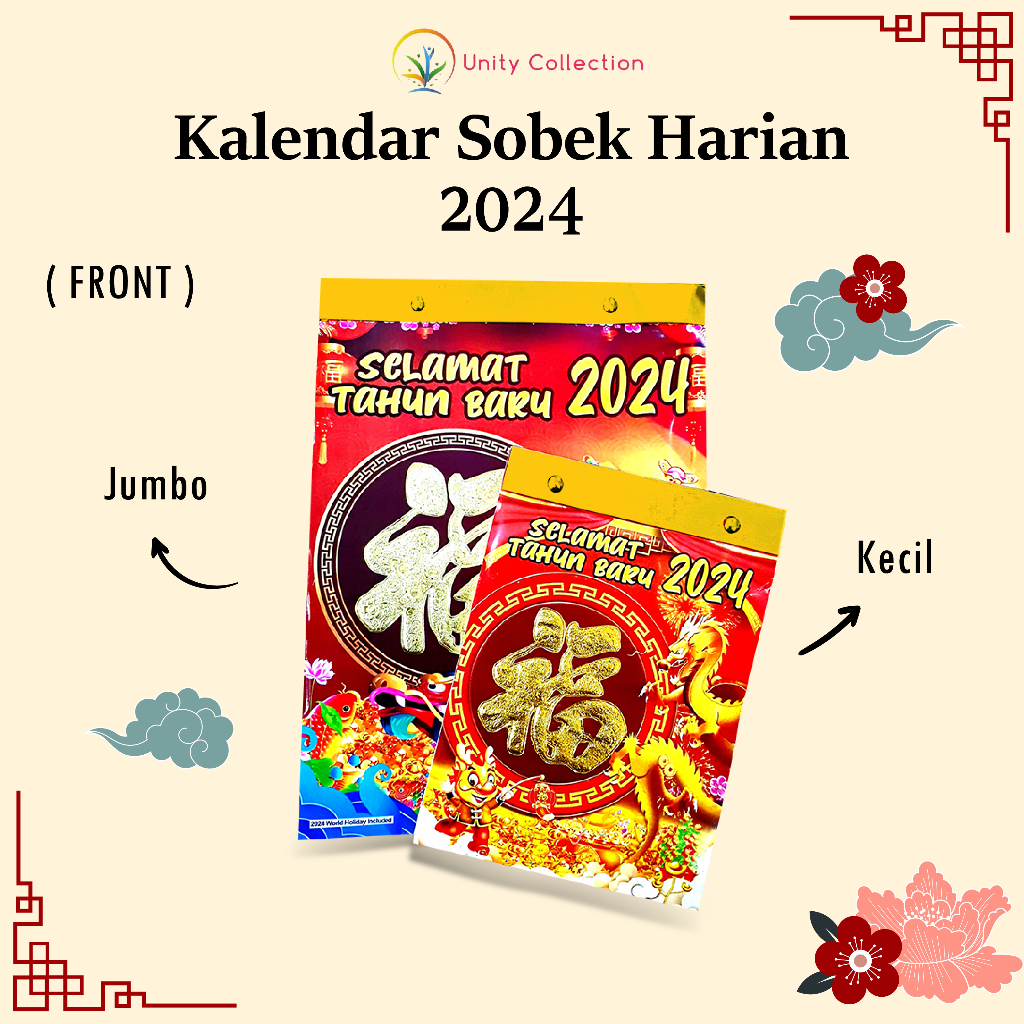 Jual Kalender Sobek Harian Tahun 2024 Hijriyah Jawa Chinese | Shopee ...