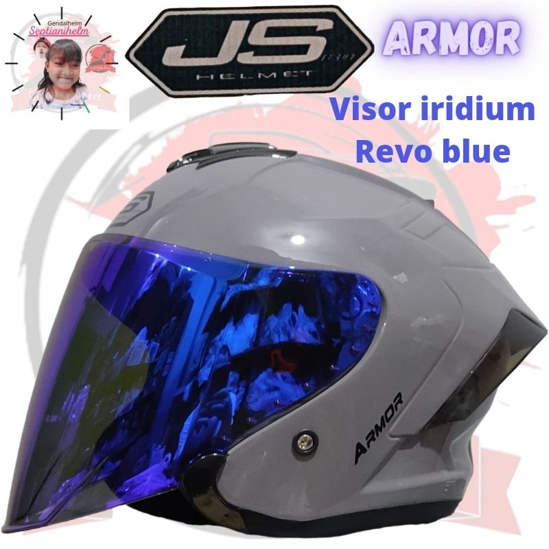 Jual Helm Js Armor Half Face Gorilla Grey Glossy Ston Grey Glossy Visor Flat Iridium Warna