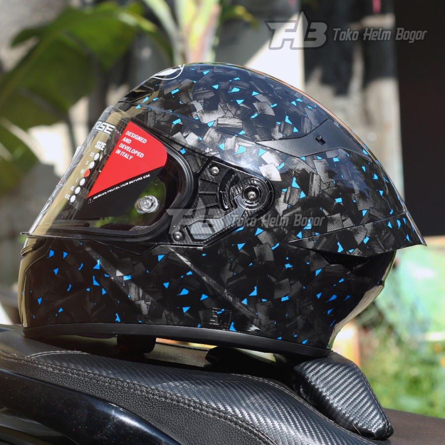 Jual HELM KYT TT Course Carbon Graphic BLUE Repaint HELM FULL