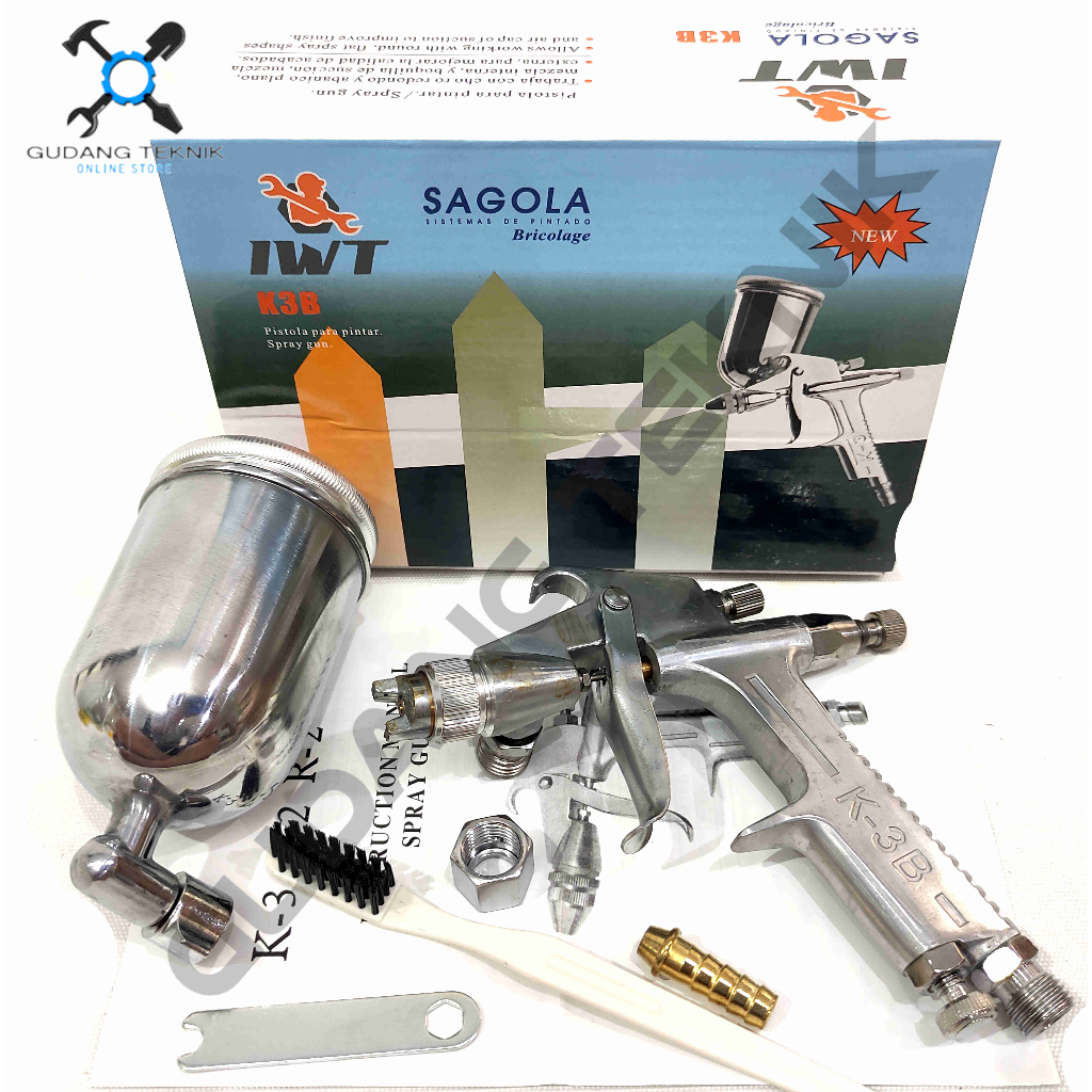 Jual (IWT SAGOLA K3B) Spray Gun Tabung Atas 200cc K3B IWT SAGOLA / Alat ...