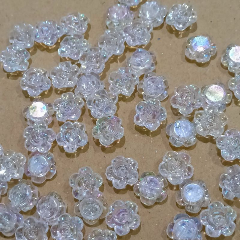 Jual Mote Mawar Mini Bening Pelangi 15gram (isi +/- 40biji) | Shopee ...
