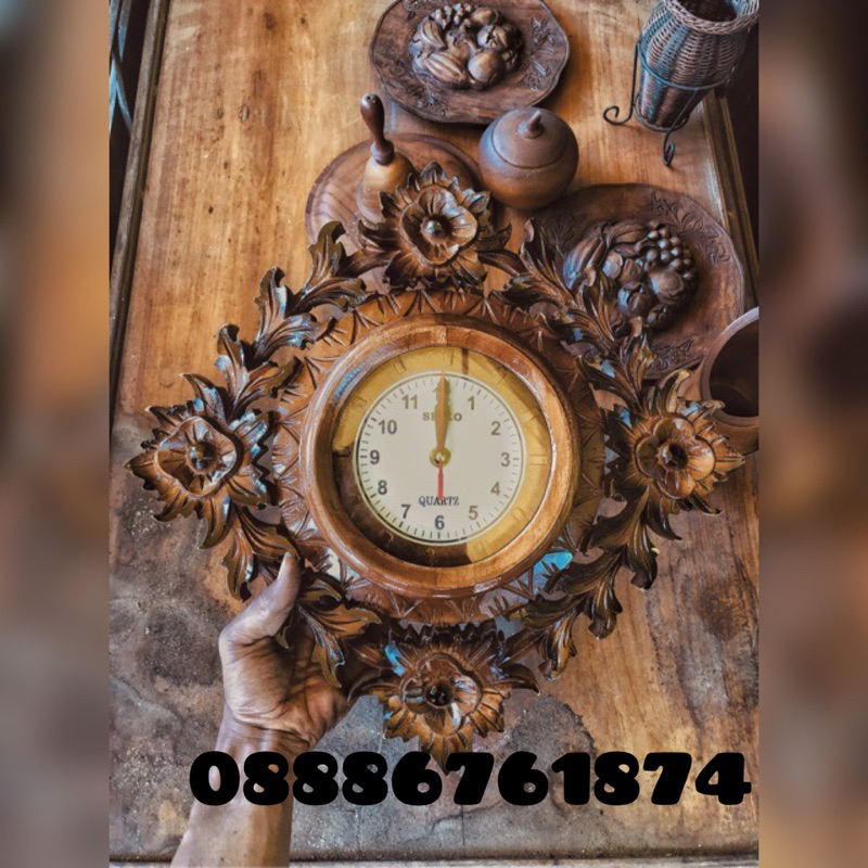 Jual Jam Dinding Ukir Jati Hiasan Dinding Ukir Shopee Indonesia