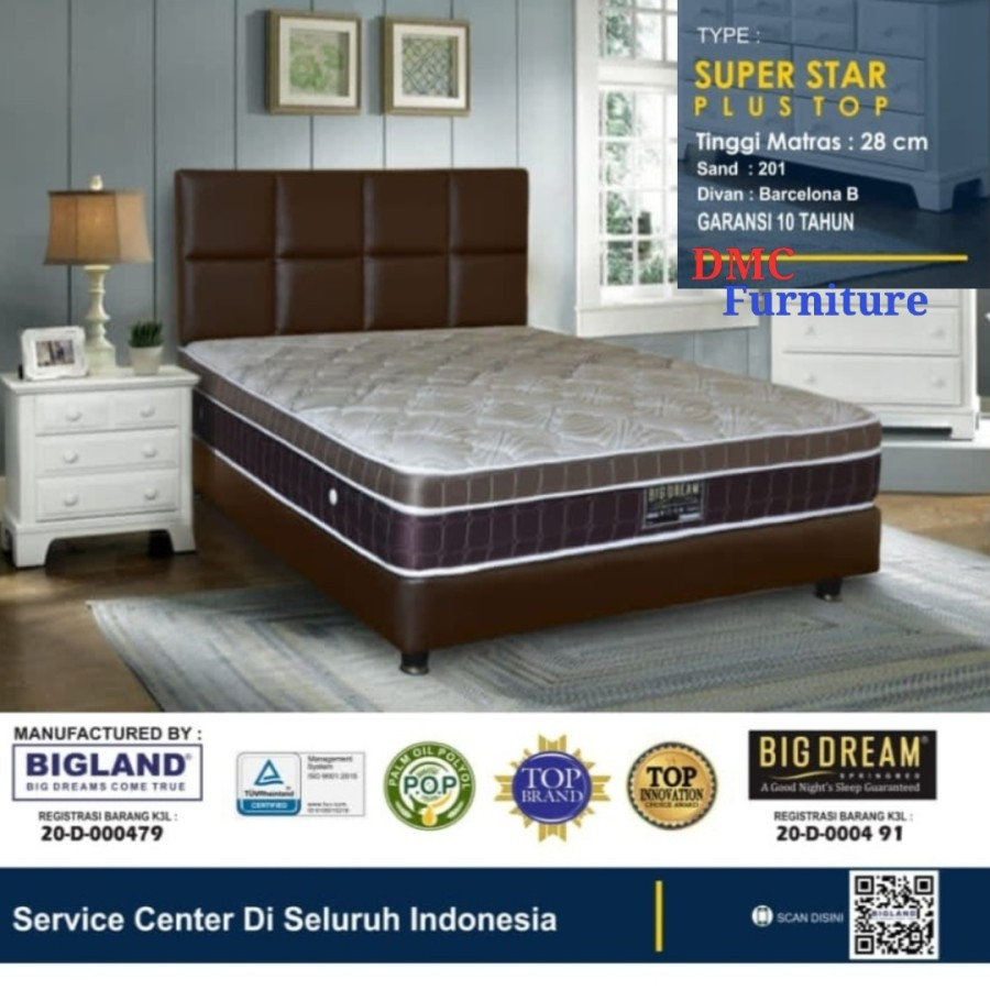 Jual Kasur Springbed 180x200 Bigland Superstar Plustop Tebal 28 cm
