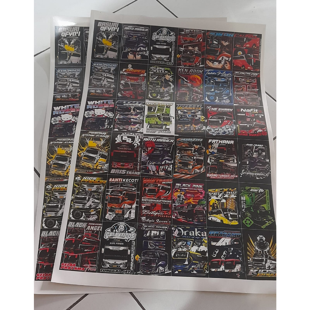 Jual STICKER BUS BASURI 1 LEMBAR 36 KOTAK STICKER VIRAL HARGA MURAH ...