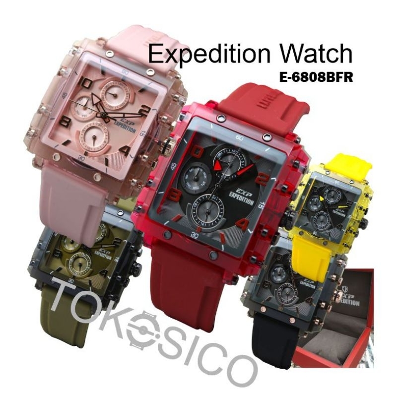 Jual JAM TANGAN WANITA ORIGINAL BRANDED E6808 EXPEDITION WATCH RUBBER EXPEDISI CEWEK E 6808 TALI