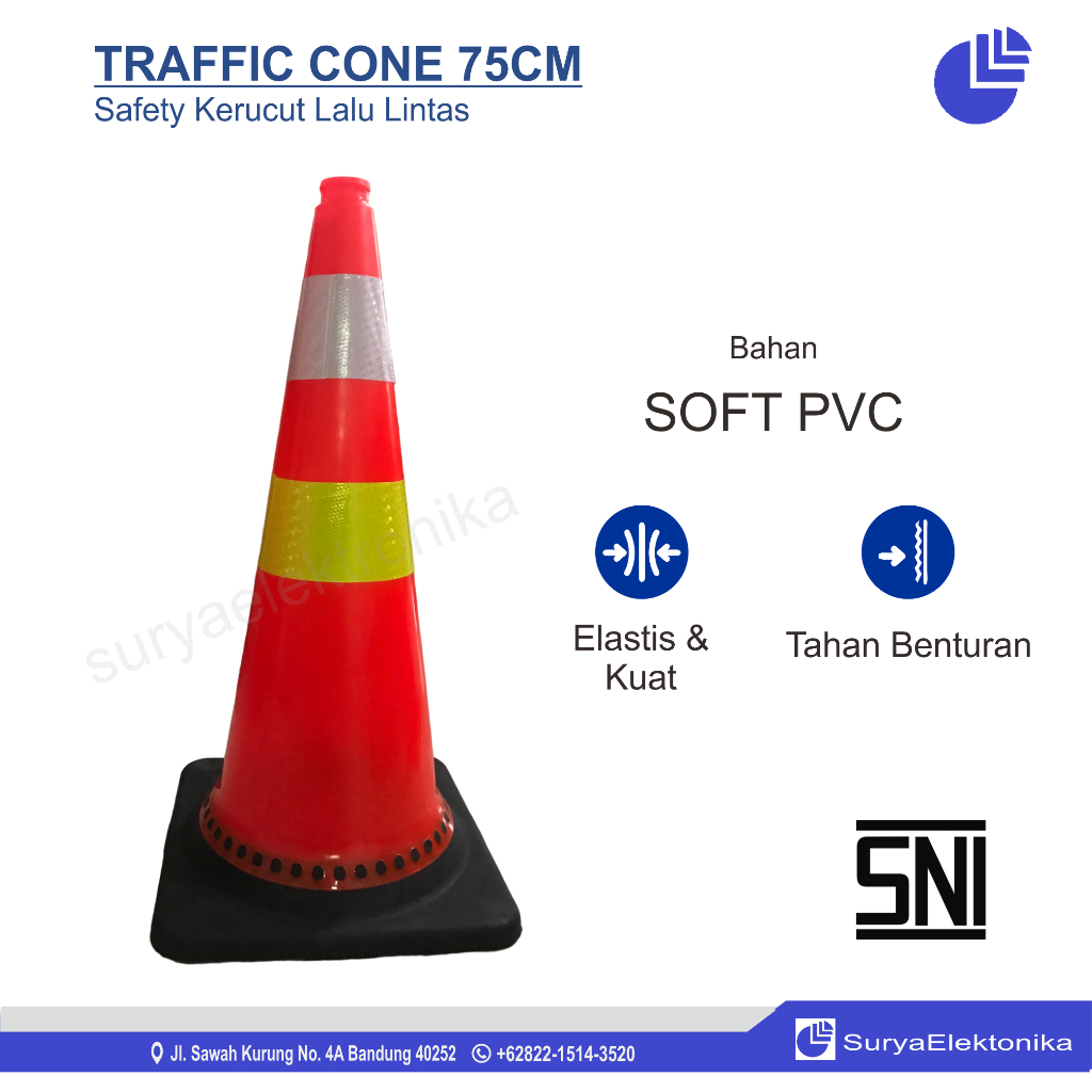 Jual Traffic Cone Rubber 75cm - Kerucut Lalu Lintas Pembatas Jalan ...