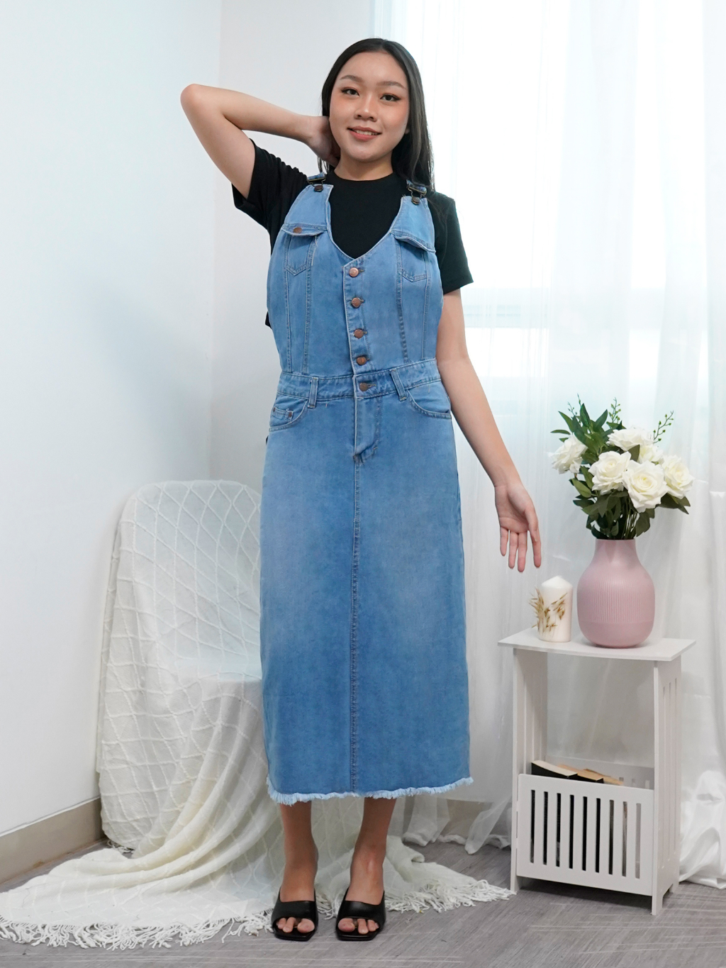 Jual COSMOPOLITE - Baju Kodok / Overall Jeans Wanita Jumpsuit Jeans Rok ...