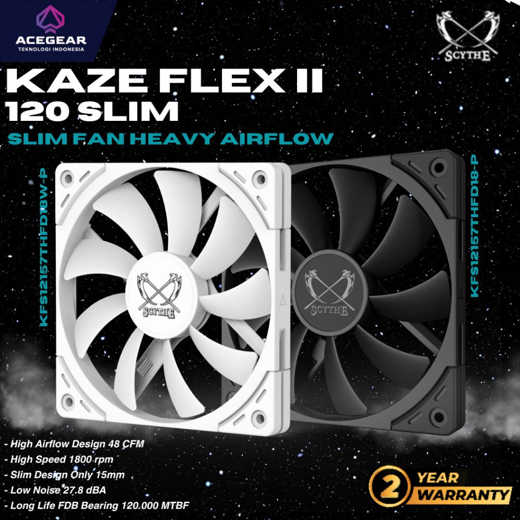 Jual SCYTHE KAZE FLEX II 120 SLIM PWM Air Flow Case Fan / Fans