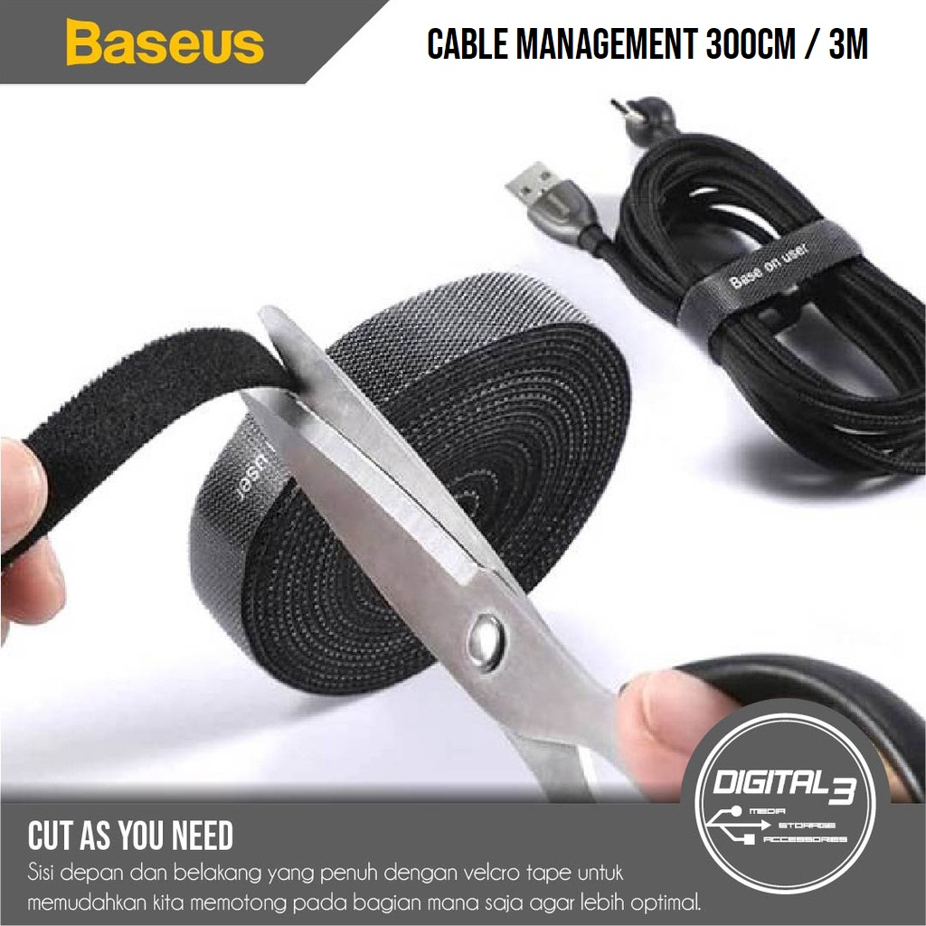 Jual Baseus ACMGT Reusable Velcro Strap 300cm Pengikat Kabel Ties Cable ...