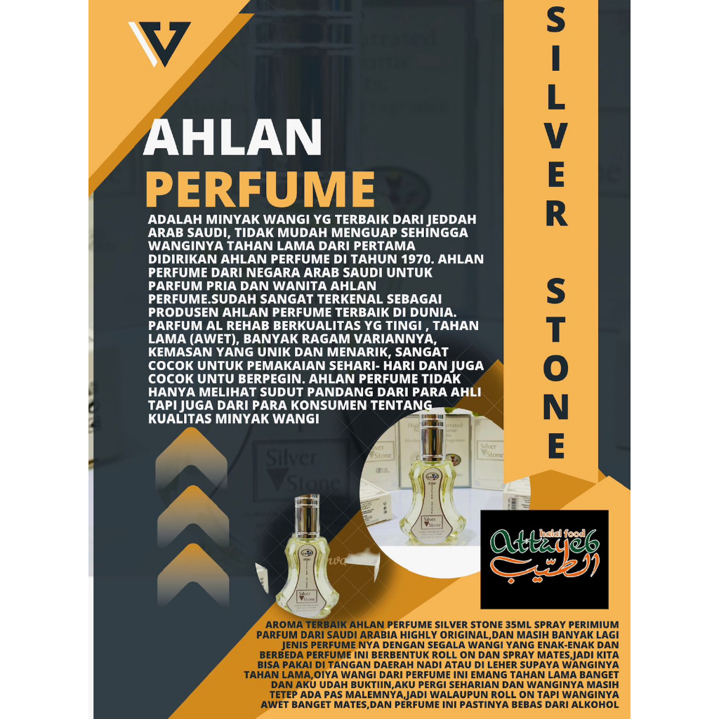 Jual Ahlan Perfum Arab Silver Stone 35ml Spray Eau De Parfume