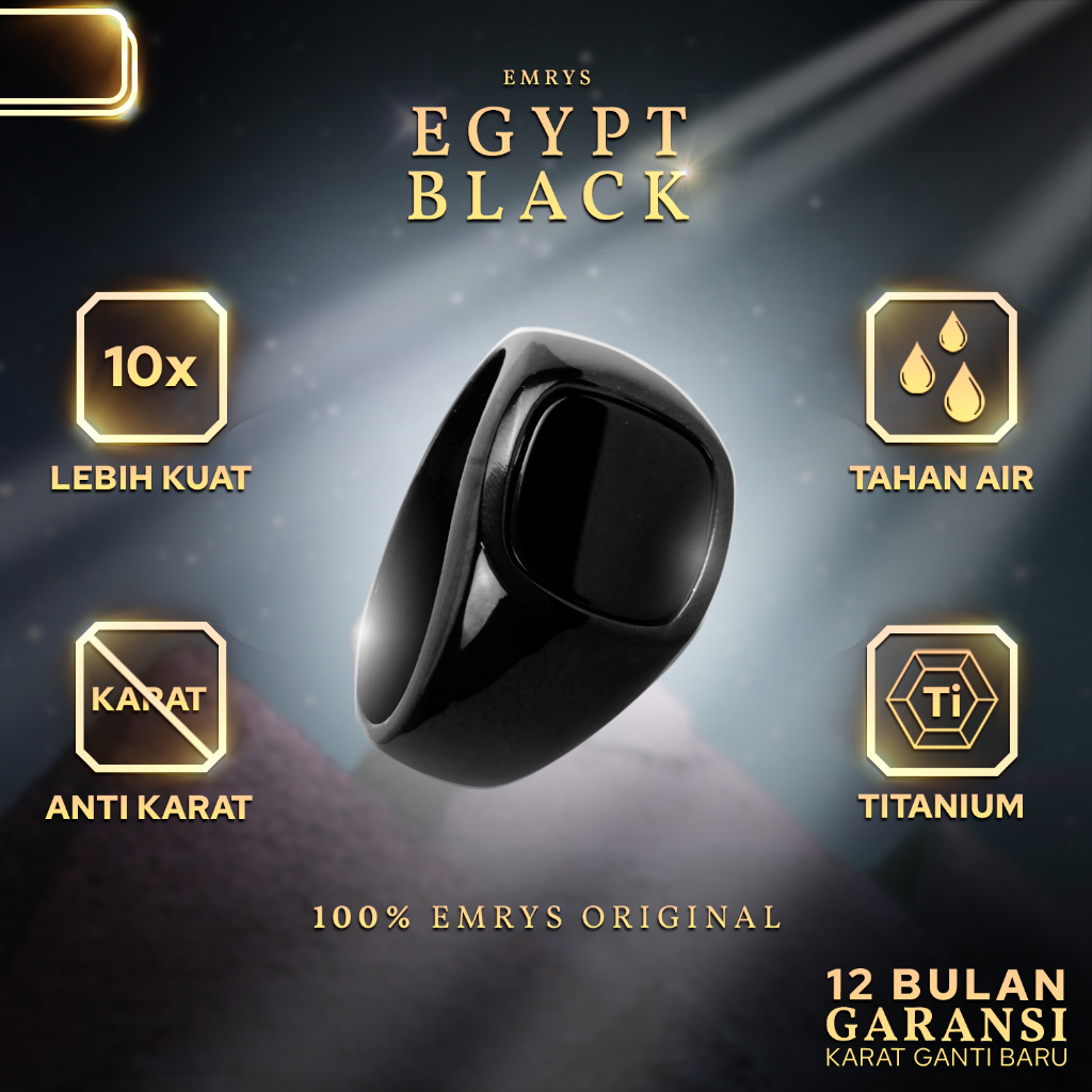 Jual BUY 1 FREE 2 GIFT Emrys Premium Ring EGYPT SQUARE BLACK Real ...