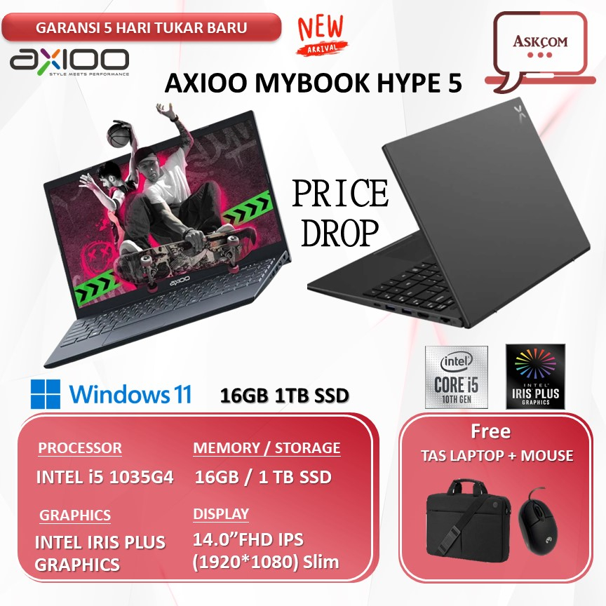Jual Laptop Axioo MyBook Hype 5 Hype 3 i5 1035G4 16GB 1TB SSD IRIS Plus ...