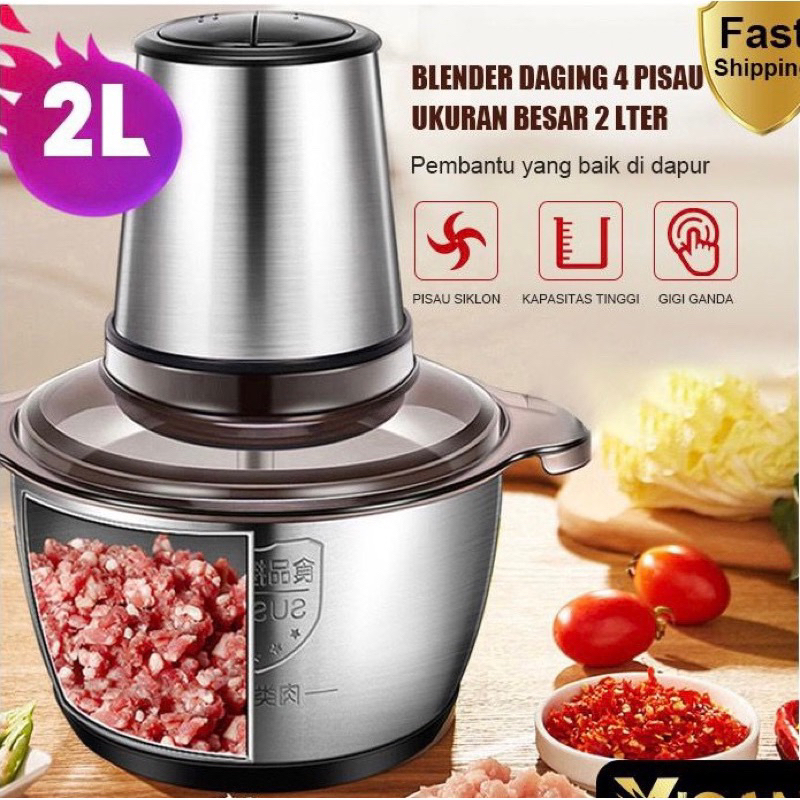 Jual Blender Chopper Choper Penggiling Daging Omicko Stainless Steel 2L ...