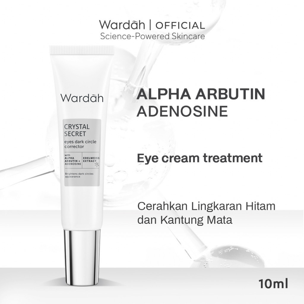 Wardah Crystal Secret Eyes Dark Circle Corrector 10 ml - Krim Bawah Mata Untuk Mencerahkan - Dilengkapi dengan Alpha Arbutin dan Niacinamide - Menghaluskan Tekstur Kulit