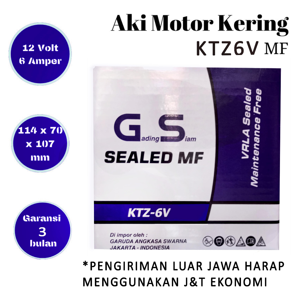 Jual Aki motor KTZ6V / GTZ7S / GTZ6V GS gading siam AKI Kering | Shopee