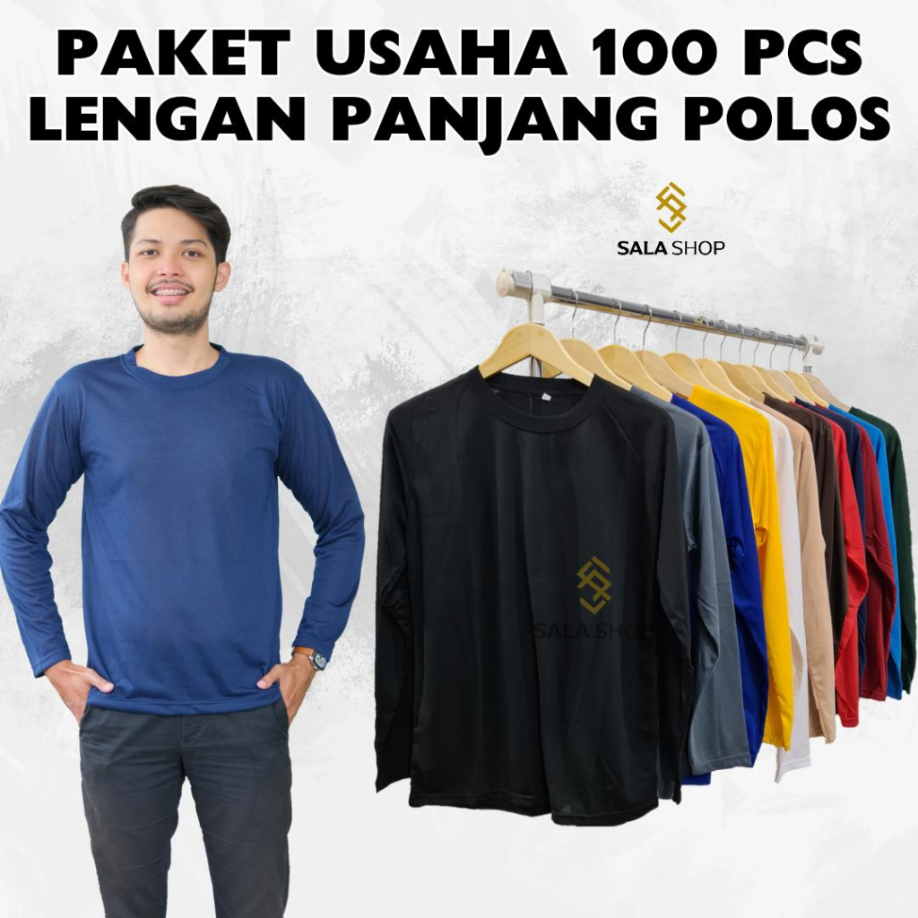 Jual Paket Usaha Pcs Kaos Lengan Panjang Polos Pria Wanita Shopee