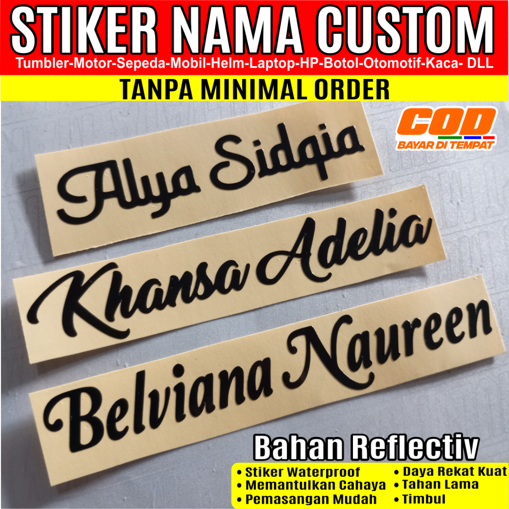 Jual Cutting Stiker Nama Custom Sticker Waterproof Stiker Timbul Shopee Indonesia