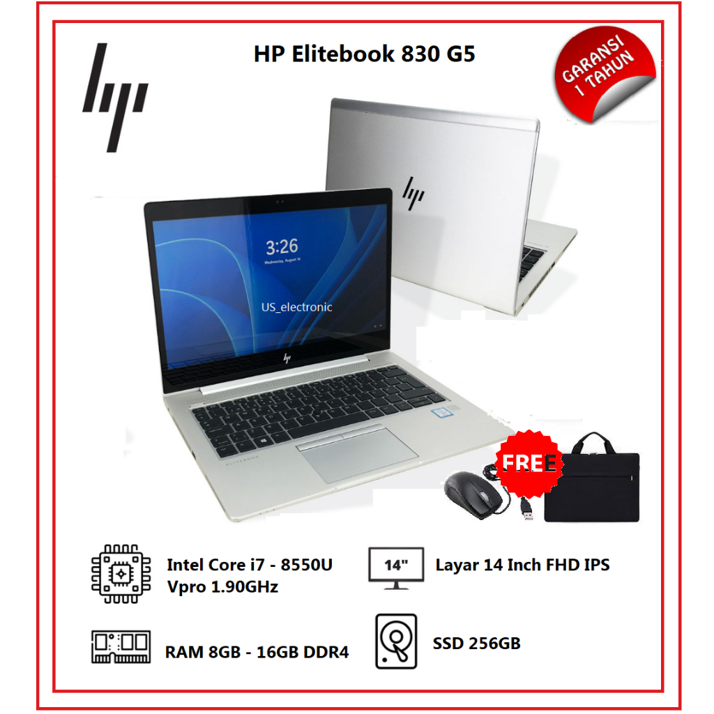 Jual REDYYYYY!!!Laptop HP Elitebook 830 G5 i7 - 8550U Vpro RAM