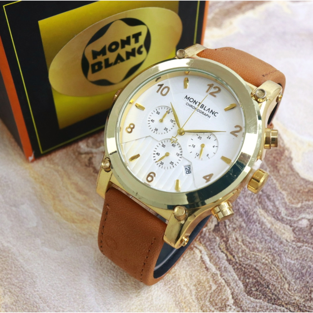 Gold Montblanc 8428 COD JAM TANGAN PRIA MONTBLANC 4,5CM TGL AKTIF