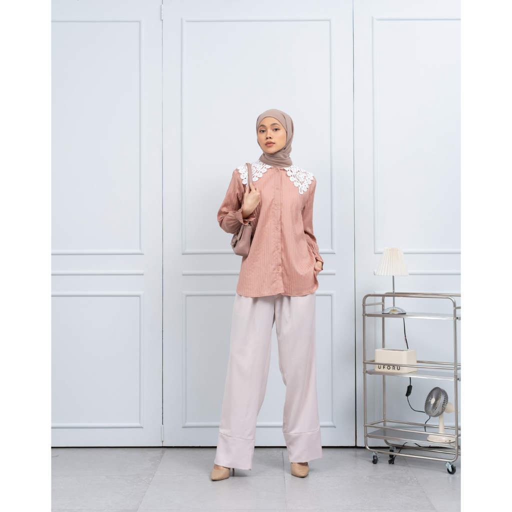 Jual Una Kemeja Wanita New Lady Crush Premium Kerah Renda Sincereti Clothing Shopee Indonesia