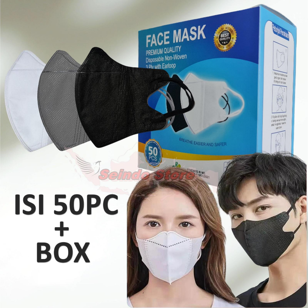 Jual Masker Duckbill Putih 3Ply Isi 50Pcs + Box | Shopee Indonesia