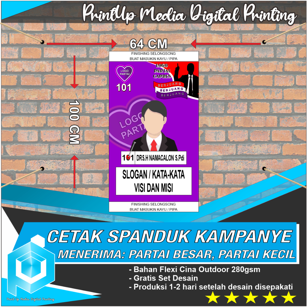 Jual BANNER SPANDUK MURAH PROMOSI BUAT CALEG BACALEG NYALON PEMILU ...