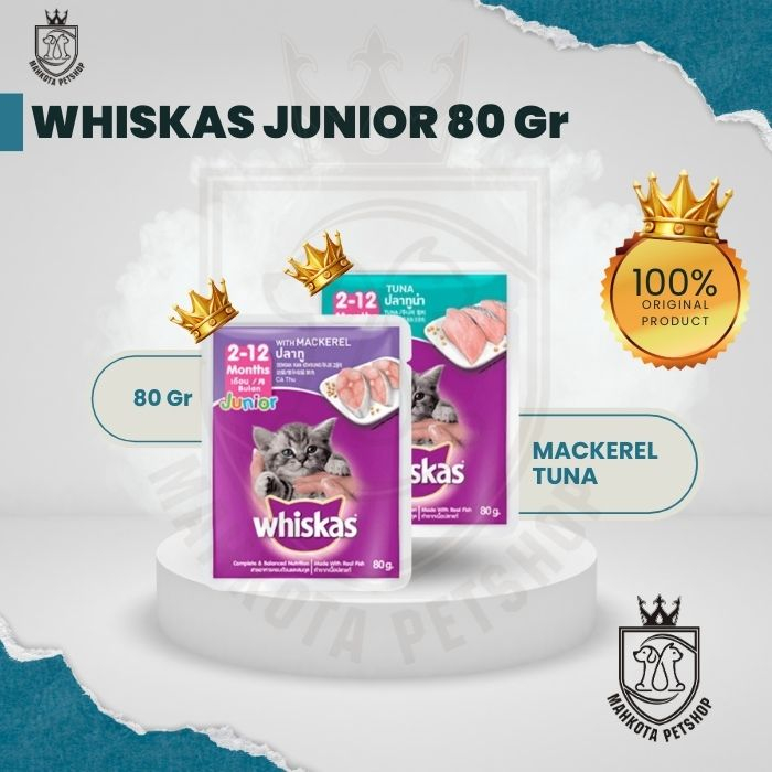 Jual WHISKAS Makanan Kucing Basah Pouch Junior 80gr Shopee Indonesia
