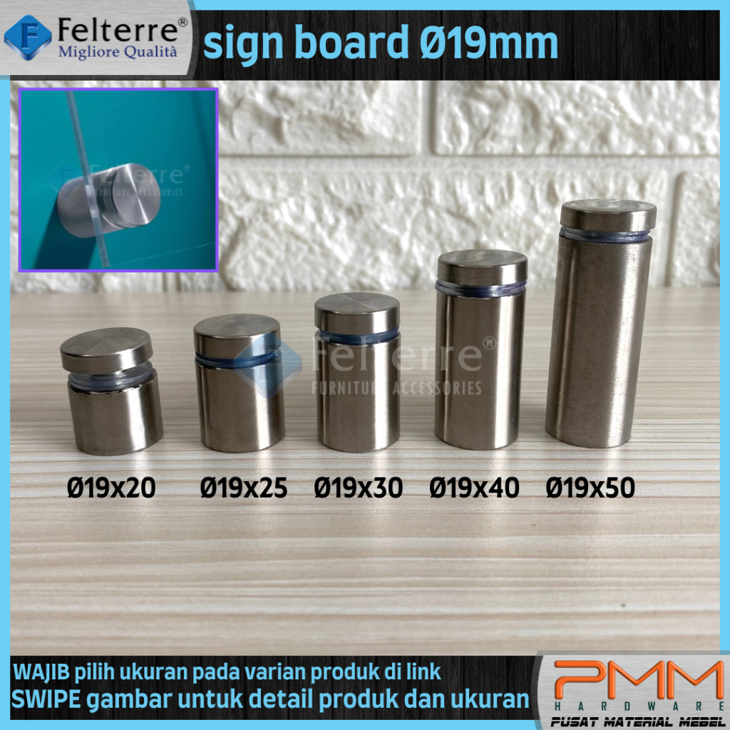 Jual sign board Ø19mm FELTERRE | pin iklan pen penjepit akrilik ...