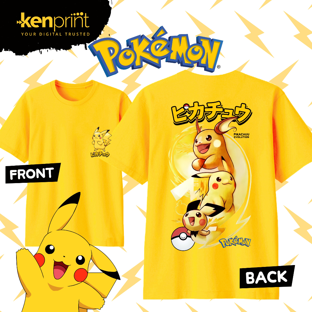 Jual Kaos POKEMON | PIKACHU EVOLUTION | Cotton 30's Premium - Anak ...