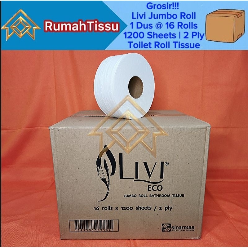 Jual [1 Dus @ 16 Rolls] Tisu Livi Jumbo Roll Toilet Tissue 1200 Sheets ...