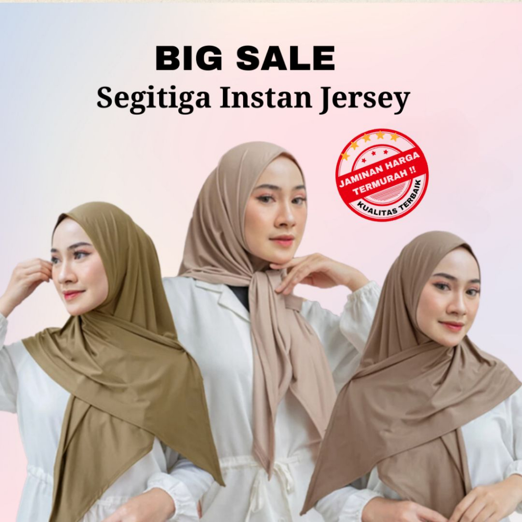 Jual Jilbab Segitiga Instan Jersey Hijab Oval Simpel Kerudung Segiempat