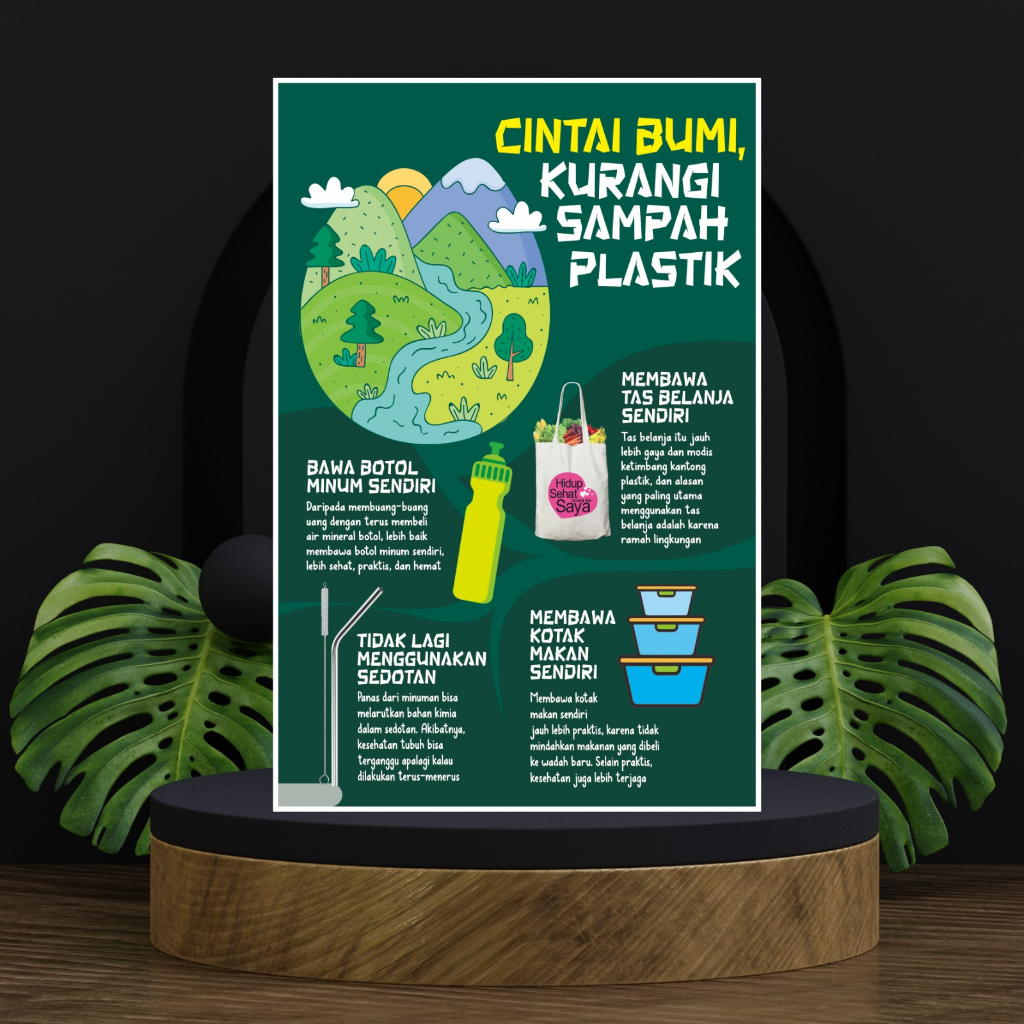 Jual Poster Kesehatan Cintai Bumi Kurangi Sampah Plastik | Shopee Indonesia