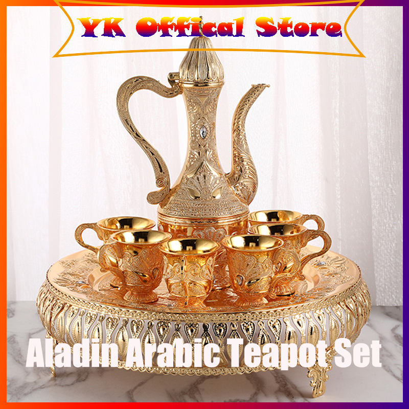 Jual 8Pcs Teko Arab Aladin Set Gold Warna Emas Ornament Set Gelas Anggur Kendi Shopee Indonesia