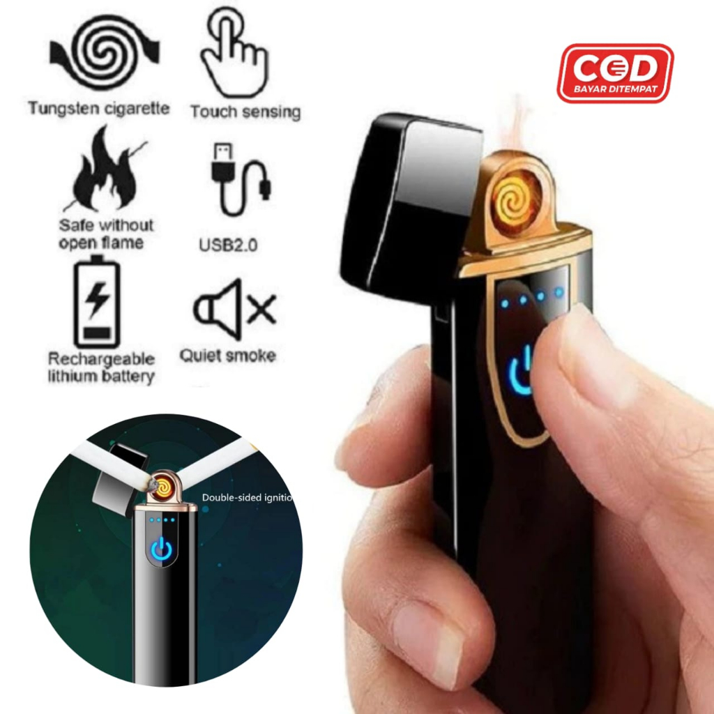 Jual Korek Api Elektrik Fingerprint Touch LED Sensor Sentuh ...