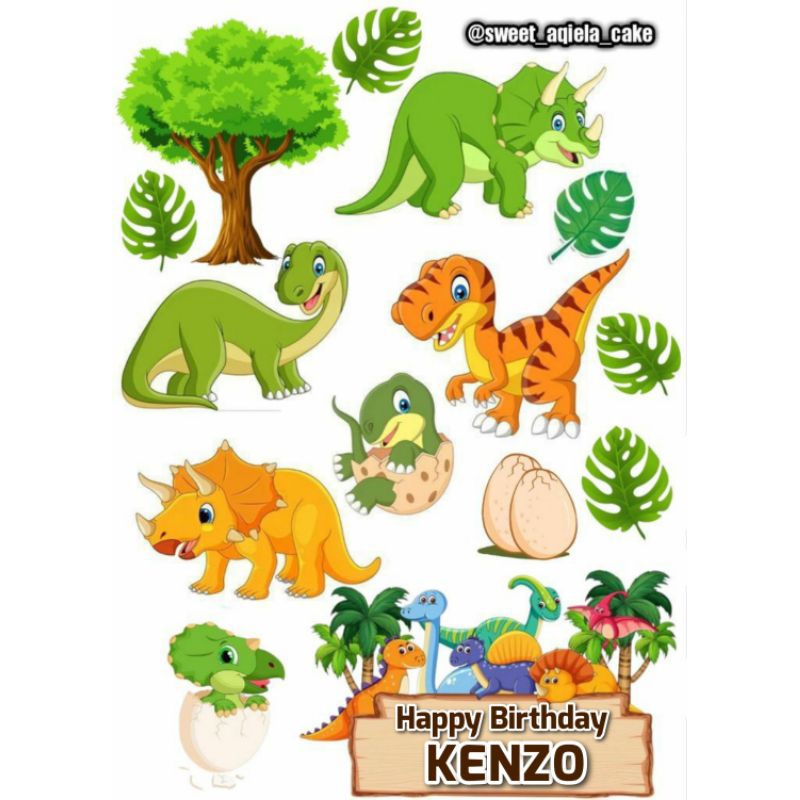 Jual Topper cake kue Dinosaurus Dino baby free custom nama dan ucapan ...