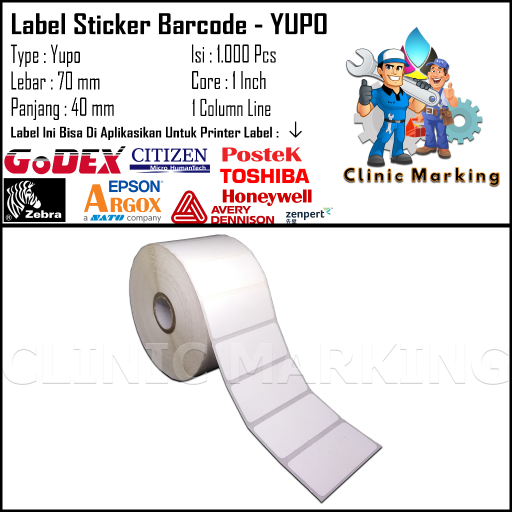 Jual Label Sticker Barcode Yupo 70mm X 40mm - 1 Line Isi 1.000 Pcs ...