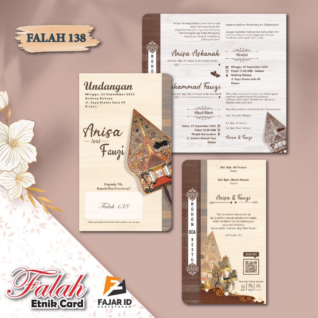 Jual UNDANGAN PERNIKAHAN TEMA JAWA / UNDANGAN PERNIKAHAN TEMA WAYANG