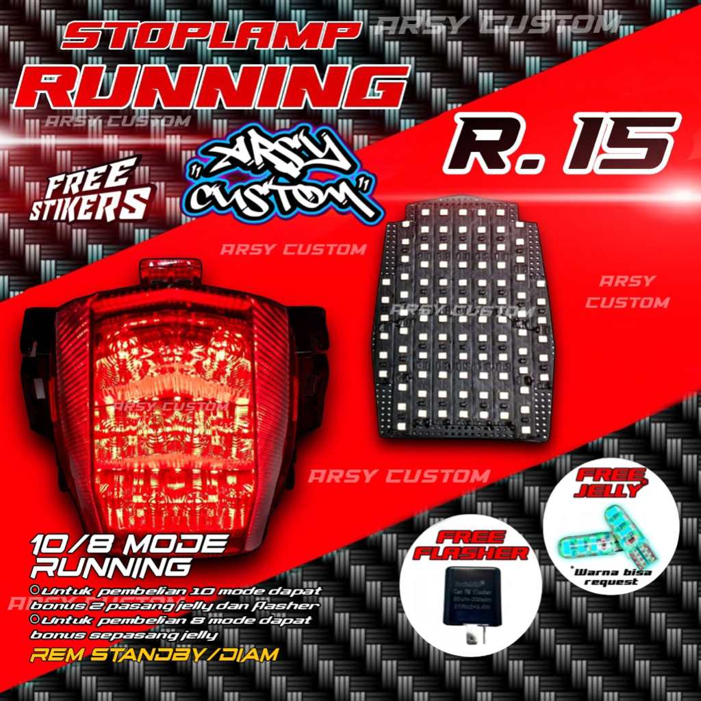 Jual Lampu Rem RUNNING R15 V3 V4 8 10 Mode Running Otomatis Manual ...