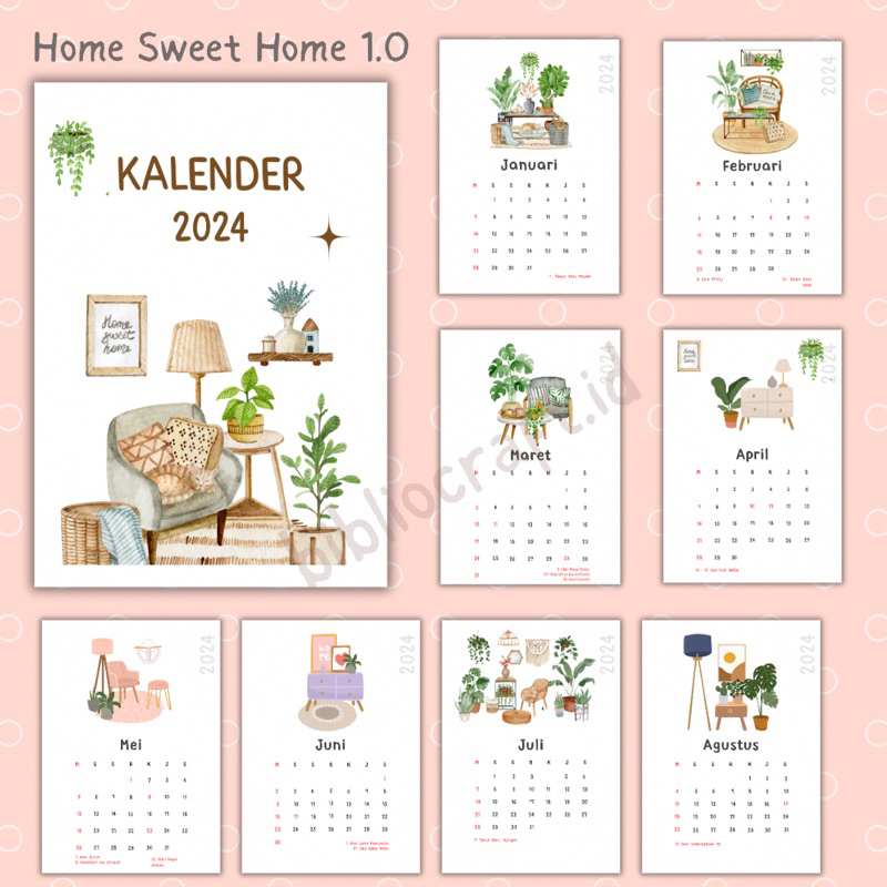 Jual Kalender Calendar Meja Mini And Ukuran A5 Aesthetic 2024